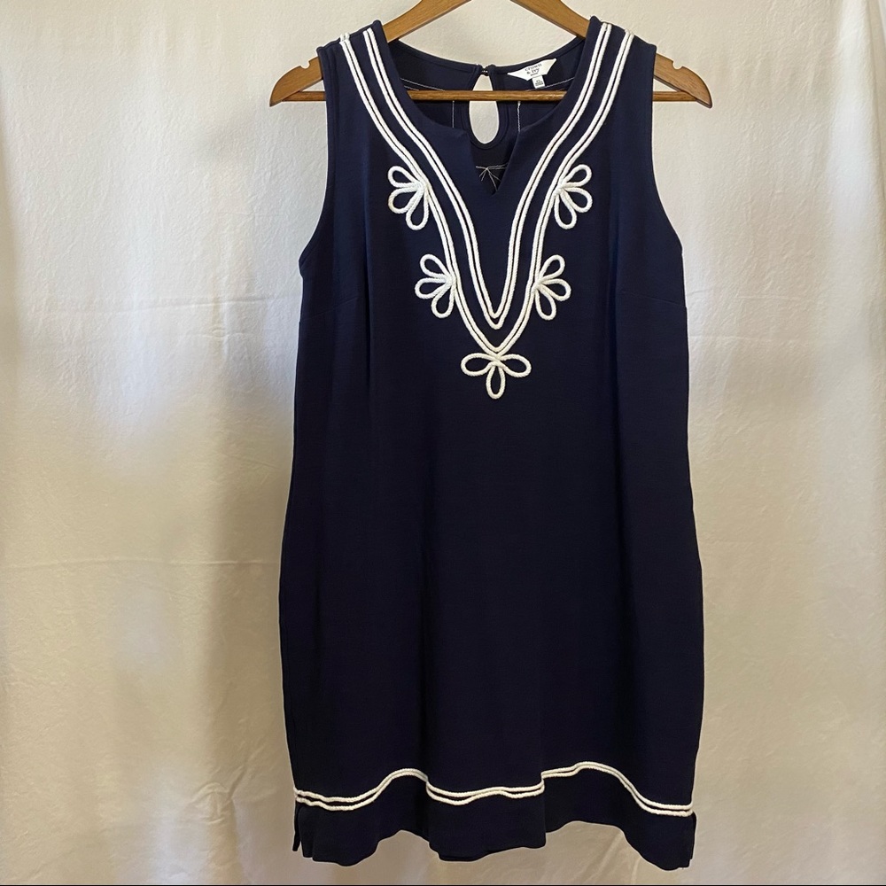 Crown & Ivy Navy And White Shift Dress Size Petite Large